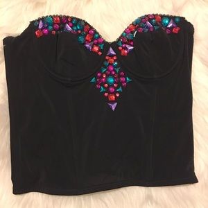 Corset embellished multicolored top